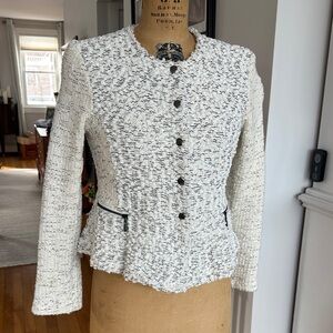Joseph Ribkoff Textured Boucle cream peplum blazer size 8